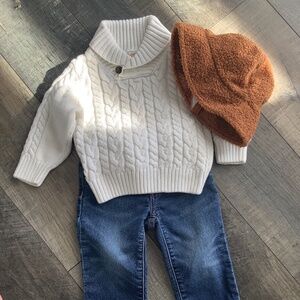 Boys baby gap jeans 12-18 months, Gymboree cable sweater 12-18 months